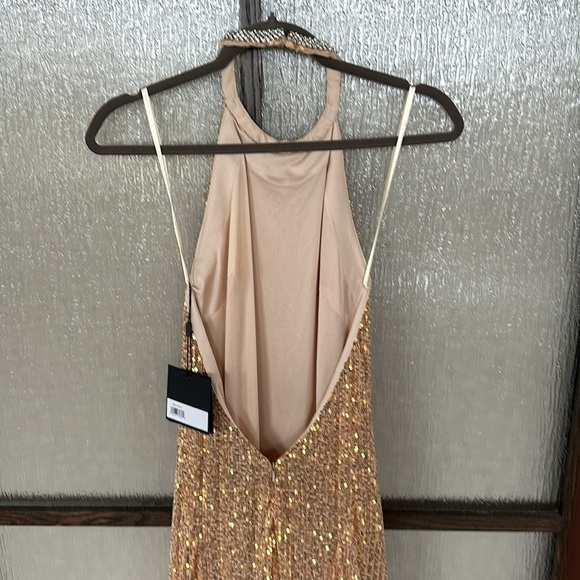 Mac Duggal SEQUINED HIGH NECK RHINESTONE TRIM COLUMN GOWN size 6 NEW Sold Out - Picture 16 of 16